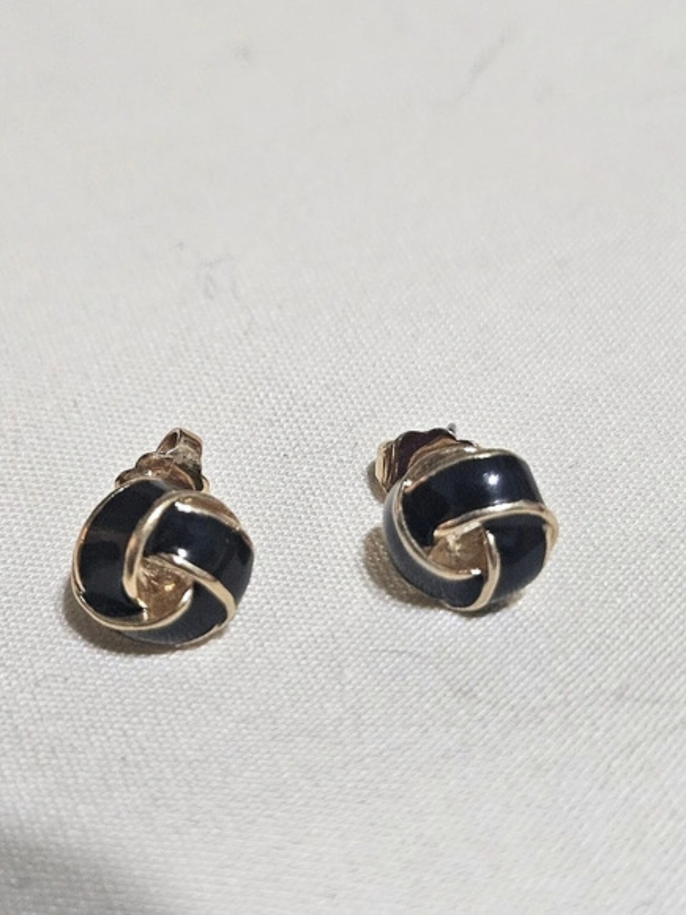 Vintage Monet Black & Gold Knot Stud Earrings